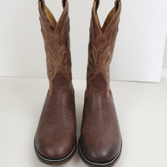 Boulet brown leather cowboy boots, size 8.5 3E - Picture 2 of 8